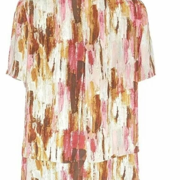 💥H by Halston short sleeve layered multicolor top size : 8 - Picture 7 of 9